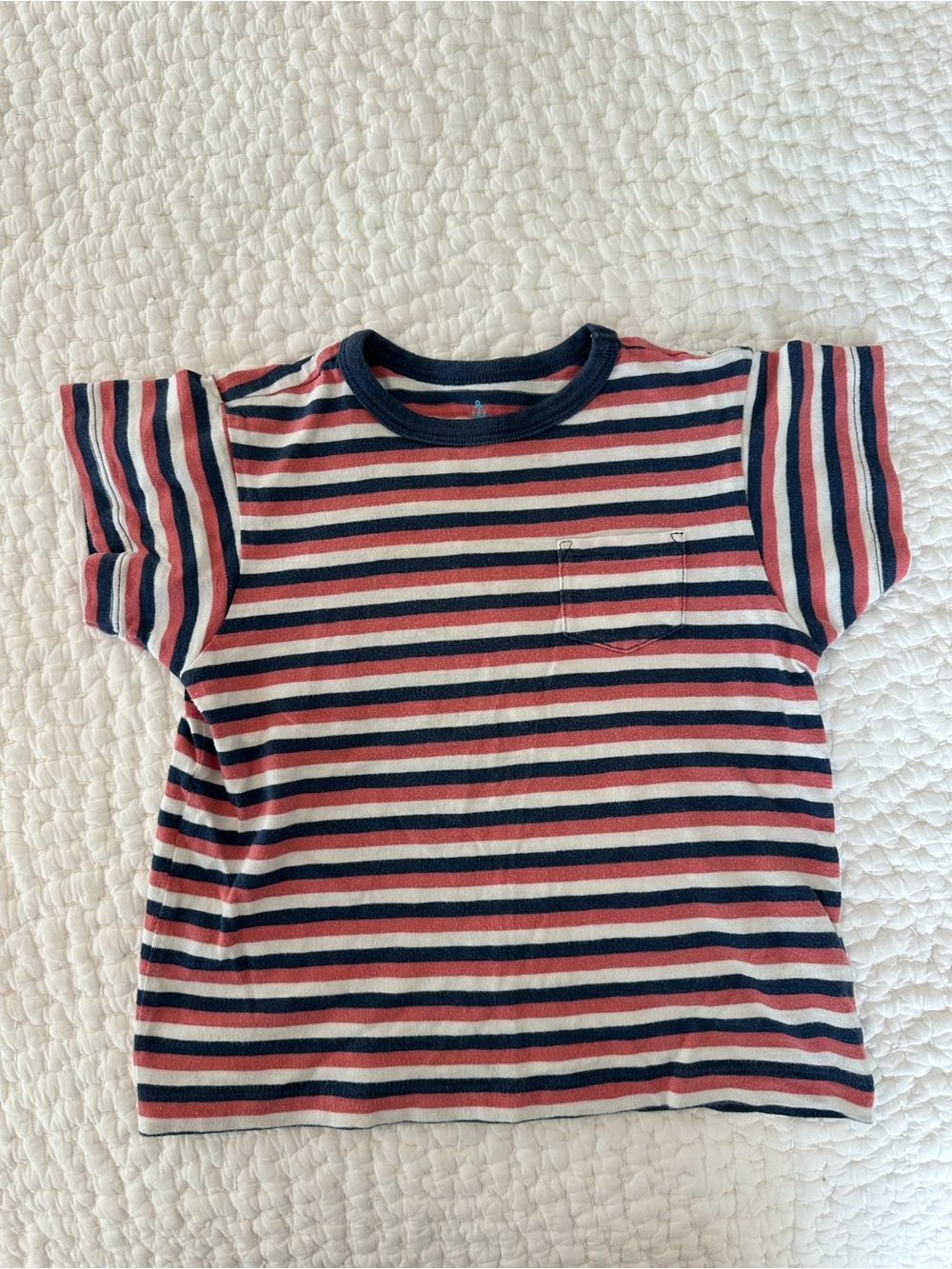 Crewcuts Striped Short Sleeve Tee - Red, Navy & White